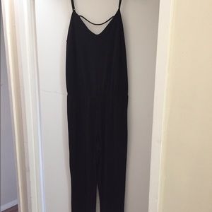 Black spaghetti strap jumpsuit - stretchy fabric